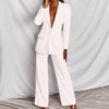 2pcs Casual Suit Lapel Button-down Blazer Jacket And Straigh