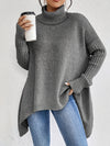 Irregular Turtleneck Sweater Winter Loose Long Sleeve Knitte