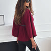 New Stand Collar Batwing Sleeves Cloak Top With Belt Ins Fas
