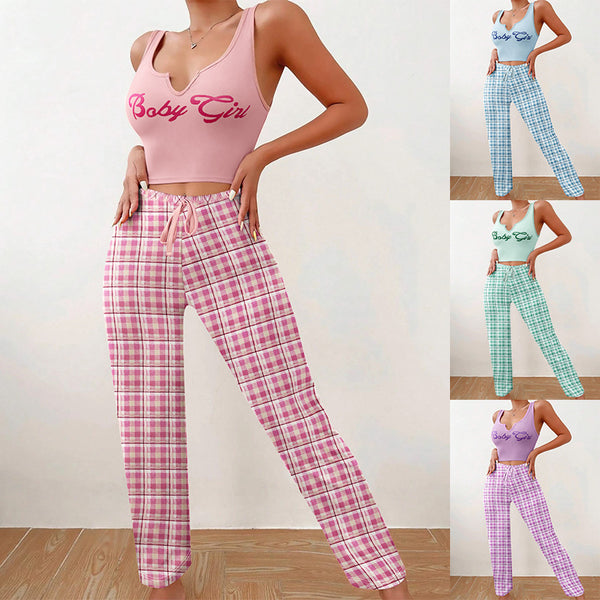 Spring Summer Women's Casual Pajamas Home Wear Vest Color Ma