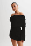 Women's Spring Summer Knitted Dress Elegant Party Boat Neck