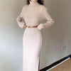 Womens Slim-Fit High-Neck Knitted Dress With Side Slit | Buy