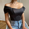 Fishtail-waistline Womens Satin Off-shoulder Top | Buy Onlin