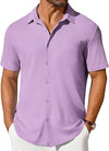 Mens Short-sleeve Button-up Wrinkle- And Crease-resistant Sh