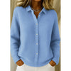 Casual Fashion Button Knitted Lapel Sweater For Women Long S