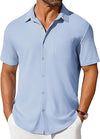 Mens Short-sleeve Button-up Wrinkle- And Crease-resistant Sh