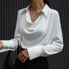 Collared Long-Sleeve Shirts Fashion Commuter Solid Color Blo