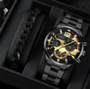 2pcs Men's New Popular Steel Strip Fashion Business Three Ey