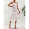 New Polka Dot Print Suspender Dress Summer Sexy Split Long D