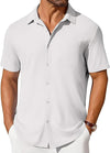 Mens Short-sleeve Button-up Wrinkle- And Crease-resistant Sh
