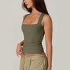 Summer Square-neck Tank Vest Ins Fashion Slim Solid Sleevele