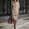 Long-sleeved Sweater Dress Fashion Warm Stand-up Collar V-ne