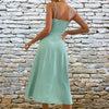 V-neck Slit Sling Dress Summer Fashion Sexy Slim Suspender D