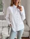 Striped Long Sleeve Shirt Fashion Ruffle Design Button Up To