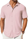 Mens Short-sleeve Button-up Wrinkle- And Crease-resistant Sh