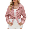 Fashion Striped Long Sleeve Shirt With Pockets Casual Loose
