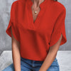 Summer Short-sleeved Chiffon Shirt New V-neck Shirt Women's