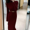 Womens Slim-Fit High-Neck Knitted Dress With Side Slit | Buy
