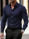 Men's Shirt Business Button Down Shirt Summer Solid Color Lo