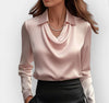 Collared Long-Sleeve Shirts Fashion Commuter Solid Color Blo