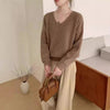 Womens Solid Color Long-Sleeve V-Neck Sweater | Buy Online B