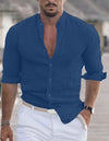 Men's Long Sleeve Shirt With Button Casual Solid Color Tops
