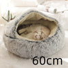 2 In 1 Dog And Cat Bed Pet Winter Bed Round Plush Warm Bed H