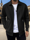 New Solid-color Pocketed Zip-up Long-sleeve Jacket Coat | Bu