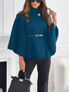 New Stand Collar Batwing Sleeves Cloak Top With Belt Ins Fas
