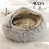 2 In 1 Dog And Cat Bed Pet Winter Bed Round Plush Warm Bed H