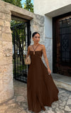 Ins Pleated Sleeveless Sling Dress Hollow High Waist Halter