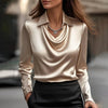 Collared Long-Sleeve Shirts Fashion Commuter Solid Color Blo