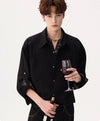 Men's Casual Cashew Flower Fake Two Black Shirts | Buy Onlin