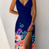 V-neck Slit Sling Dress Summer Fashion Sexy Slim Suspender D