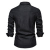 Men's Long-sleeved Denim Shirt Casual Solid Button Slim Tops