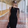 One-shoulder Ribbon Long Dress Ins Fashion Slim Sleeveless D