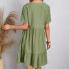 V-neck Short Sleeve Dress Summer Fashion Casual Loose Ruffle