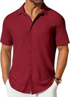 Mens Short-sleeve Button-up Wrinkle- And Crease-resistant Sh