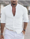 Men's Long Sleeve Shirt With Button Casual Solid Color Tops