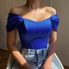 Fishtail-waistline Womens Satin Off-shoulder Top | Buy Onlin