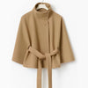 Winter High Neck Batwing Sleeve Coat With Belt Fashion Loose