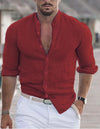Men's Long Sleeve Shirt With Button Casual Solid Color Tops