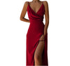 V-neck Slit Sling Dress Summer Fashion Sexy Slim Suspender D