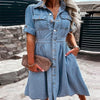 Women's Single-breasted Lapel Denim Dress Ins Fashion Temper