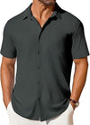 Mens Short-sleeve Button-up Wrinkle- And Crease-resistant Sh