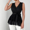 Women's New Lace-Up Beaded V-Neck Sleeveless Tank Top | Buy