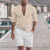 Men's Long Sleeve Shirt With Button Casual Solid Color Tops