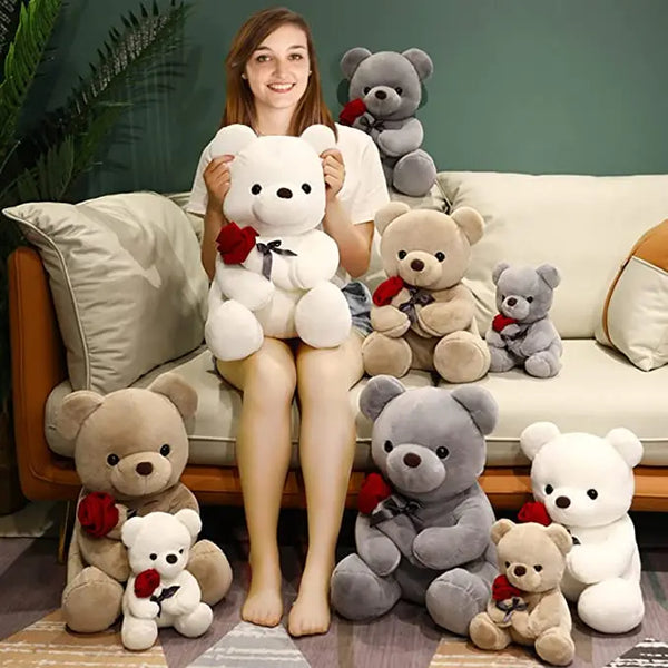 23-45cm New Lovely Hug Roses Teddy Bear Plush Pillow Stuffed
