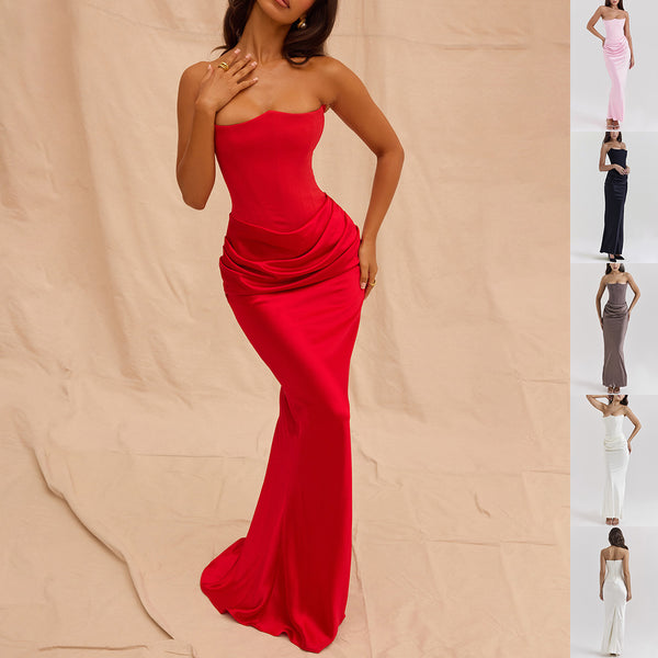 Slim Tube Top Long Dress Sexy Fashion Bandeau Backless Party
