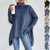 Irregular Turtleneck Sweater Winter Loose Long Sleeve Knitte